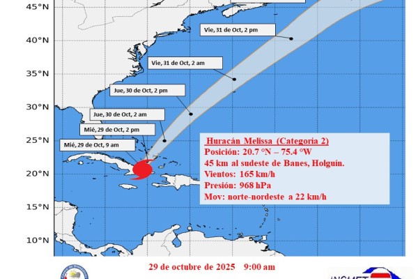 AVISO DE CICLÓN TROPICAL No. 25: Melissa comienza a abandonar el territorio nacional